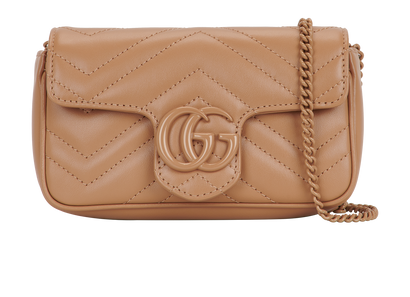GG Marmont Matelasse Super Mini Camelia Bag, &pound;695, Handbags, Beige/Brown, Leather, Front view